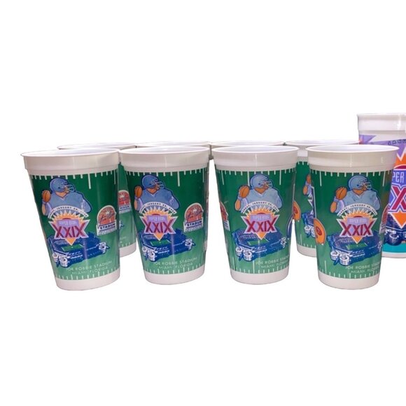 Super Bowl XXIX Commemorative Plastic Cups Set Of 9 1995 Joe Robbie Stadium Miam - Picture 5 of 7